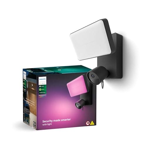 Image of Philips Hue Secure Floodlight with Integrated Smart 1080p Home Security Camera, Black, for Outdoor Use, Easy to Install, Two-Way Talk, Works with the Security Center in the App