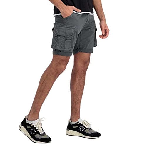 Image of Alpha Industries Mens Crew Cargo Shorts, Vintage Grey, 34 UK