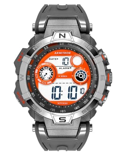 Image of Armitron Sport Men's Digital Chronograph Resin Strap Watch, 40-8231, Grey/Orange, 40-8231ORGY