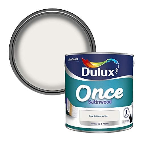 Image of Dulux Once Satinwood Paint For Wood And Metal - Pure Brilliant White 2.5L