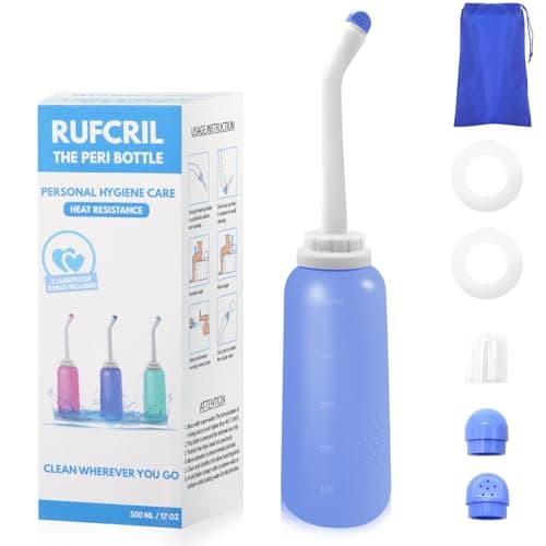 Image of RUFCRIL Portable Travel Bidet with Carry Bag, TPE Material for High Temperature Resistance, 500ml Capacity with 2 Sealing Rings, Essentials for Postpartum Perineal Care,Hemorrhoid Treatment(Blue)
