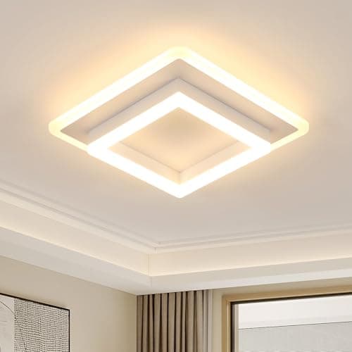 Image of DELIPOP Led Ceiling Light, 30W 3375LM Modern LED Ceiling Lamp Warm White 3000K, White Ceiling Lights fixtures for Hallway Aisle Entrance Bedroom Kitchen Living Room