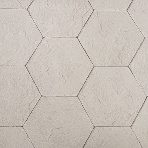 Image of SOPHIE LAURENCE Hexagon Designer Wallpaper - Geometric Grey Brown Mix Taupe Brick Tile Wall Effect -Textured Thick Solid Heavy Duty - Paste The Wall