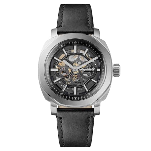 Image of Ingersoll The Outrider Mens 44mm Automatic Watch with Black Dial and Black Leather Strap