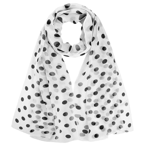 Image of GoGou Scarf for Women Chiffon Scarfs Lightweight Polka Dot Print Scarf Shawl Head Scarves Wrap for Spring Summer White Black