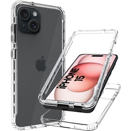 Image of DN-Technology For iPhone 15 Case Clear 360 Front and Back [Full Body Protection] [Anti-Scratch] Shockproof Slim Transparent TPU Phone Cover 6.1 inch