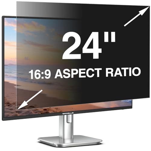 Image of Pozlle 24 Inch Computer Privacy Screen Filter for 24" 16:9 Aspect Ratio (532 x 299 mm) Monitor, Anti Spy Anti-Glare Blue Light Blocking Screen PC Protector Film, Removable Screen Privacy Shield