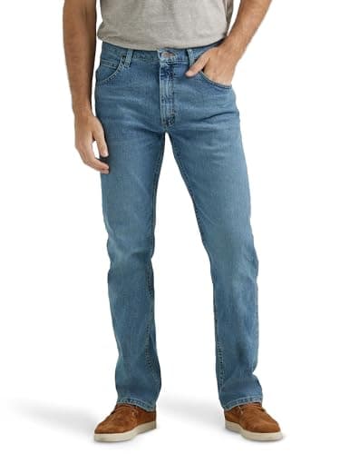 Image of Wrangler Authentics Men's Authentics Mens Classic Regular-fit Jean Jeans, Vintage Blue Flex, 34W / 32L