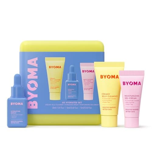 Image of BYOMA So Hydrated Set - Barrier Repair Skincare Set (30ml, 15ml, 15ml) Creamy Jelly Cleanser, Hydrating Face Serum and Ceramide Face Moisturiser for Dry Skin - Anti Wrinkle, Alcohol Free, Vegan