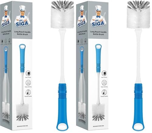 Image of MR.SIGA Long Handle Bottle Brush, Bottle Cleaner Brush Head Size 5.5centimeter(2.2inch) (Pack of 2)