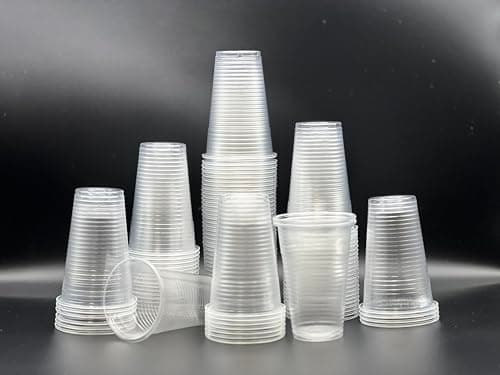 Image of HOT BARGAINS Clear Plastic Cups 7oz/200ml, Pack of 100, Reusable Drinking Tumblers