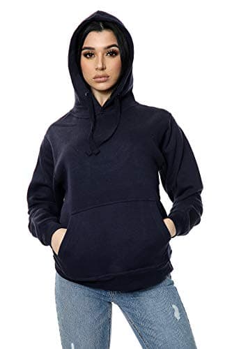 Image of imporio 11 Women Ladies Oversized Pullover Plain Hoodie Top With Out Zip Hoodies Sweatshirt Top Jumper UK 10-18 (Navy, SMALL UK 8-10)