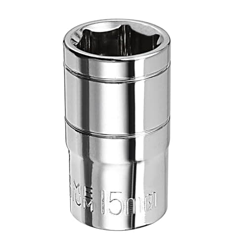Image of Youzzei 15mm 1/2 Inch Square Drive Socket, 6 Point Metric Socket, Polishing Chrom Vanadium Alloy Steel 15mm Sockets 1/2" Drive for Car Repair Mechanical Maintenance Home Use