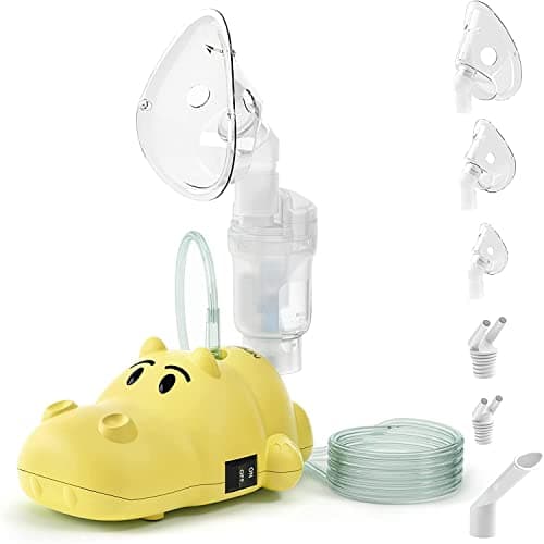 Image of Hangsun CN600 Compressor Nebuliser for Kids & Infants, Child Friendly Electric Inhaler for Asthma, Bronchitis, High Nebulisation Rate, Complete Kit with 3 Masks Including Baby Mini Mask