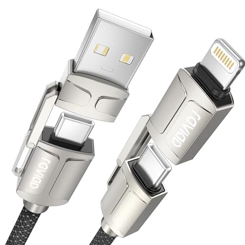 Image of RAVIAD Multi Charger Cable, 4 in 1 3A USB Fast Charging Cord 60W PD Multi Charging Cable USB C/USB A to Lightning, USB C/USB A to USB C for iPhone, Android Samsung Galaxy, Oneplus, LG -1M