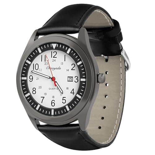 Image of APXEL Men's Analogue Quartz Military Watch - Glow in The Dark with Date Window and Leather Strap - Army Tactical Sports Minimalist Design