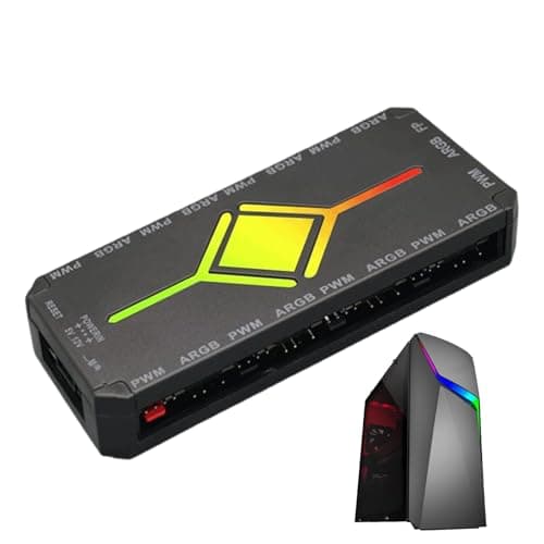 Image of ARGB Controller - ARGB Lighting Hub, RGB Controller Cooling Fan | Wireless Remote PC Lighting | LED Hub with Remote Controllers for Desk Home Theater Bedroom Playroom Party Gamers Men