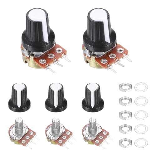 Image of sourcing map 5Pcs WH-148 Potentiometer 3Pins B100K Ohm Linear Taper Rotary Potentiometer XH2.54 Variable Resistor Potentiometers with 5 Plastic Knobs for Audio Equipment, DIY Electronics