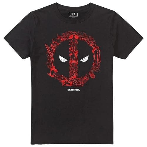 Image of Marvel Deadpool Doodle Logo Unisex T Shirt, Black, XX-Large