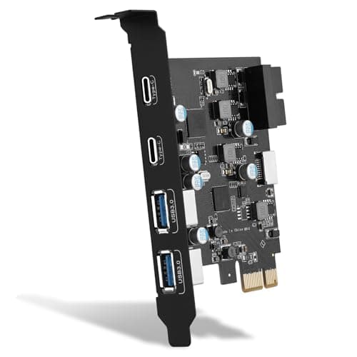 Image of PCIe USB 3.0 Card for Desktop (2x Type-C, 2x Type-A) with Internal 19-Pin Connector/Type E (A-Key) Front Panel Adapter Support Windows 10/11 and Linux