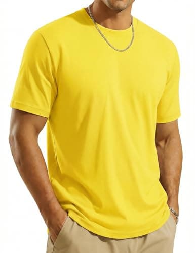 Image of TACVASEN Men's Tshirts Short Sleeve UPF 80+ T Shirt Quick Dry Moisture Wicking Running Gym Outdoor Tops Lightweight Breathable Yellow M