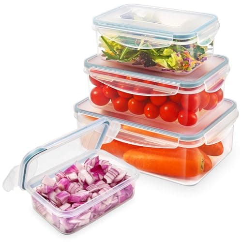 Image of YASHE Food Storage Containers, Plastic Food Containers with Lids, Airtight Meal Prep Sets, Leak-Proof, Stackable, BPA Free- 4pcs Rectangular