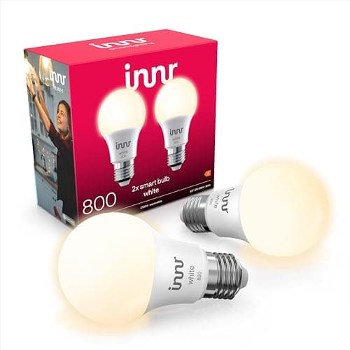 Image of Innr Zigbee E27 Smart Bulb, Works with Hue* and Alexa (Bridge Required), Warm White, E27 LED Screw Bulb, 806 Lumen, Dimmable, 2-Pack