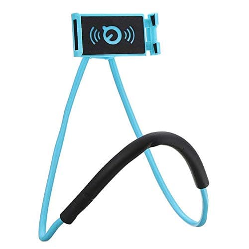 Image of Haoxuann Cell Phone Holder, Universal Smart Mobile Phone Stand,Hanging on Neck Cell Phone Mount Holder(360 Rotating) Multiple Functions Flexible Lazy Bracket (blue)