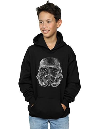 Image of Absolute Cult Star Wars Boys Stormtrooper Scribble Helmet Hoodie Black 5-6 Years
