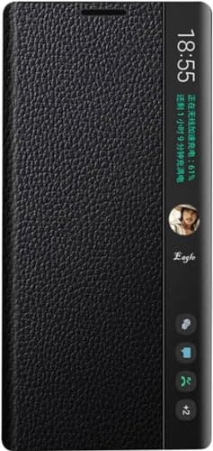 Image of Intelligent Leather Mobile Phone Case for Samsung Galaxy Note 20 Ultra 5G. Automatic Sleep/Wake/Smart Holster for Samsung Note20 Ultra. Cell Phone Cover Black