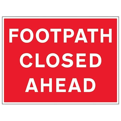 Image of V Safety Footpath Closed Ahead 600 x 450 mm - 2mm Rigid Plastic Safety Sign