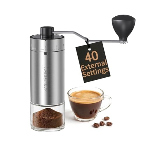 Image of CIRCLE JOY Manual Coffee Grinder with 40 Adjustable Settings, High Precision Stainless Steel Hand Coffee Bean Grinder for Aeropress, Espresso, Portable Conical Burr Coffee Grinder for Home, Office