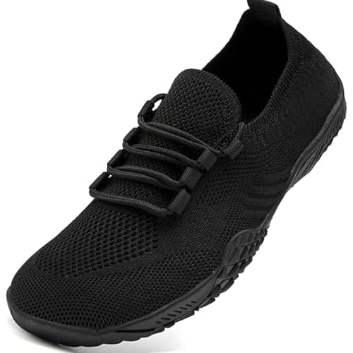 Image of ZGPWZWL Womens Trainers Barefoot Shoes Minimalist Ladies Shoes Non Slip Athletic Fashion Breathable Lightweight Sport Climbing Trail Running Sneakers,Black,(Label Size 42) Size 8