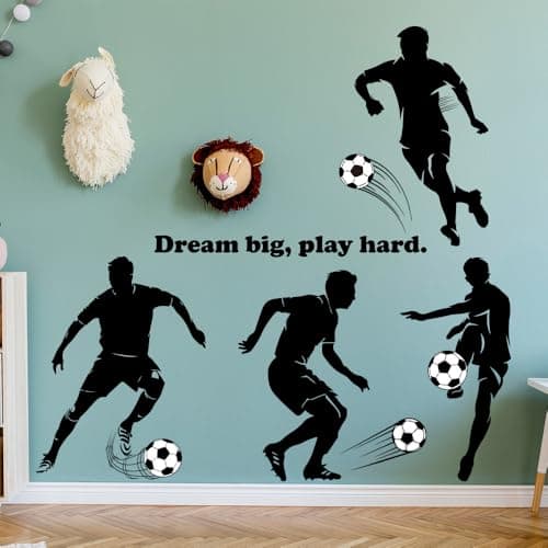 Image of Wall Sticker for Bedrooms, Football Wall Decals for Kids Boys, Bedroom Wallpaper, Personalised Wall Door Decorations Accessories, Self Adhesive Holiday Festival Decor, Funny Football Theme
