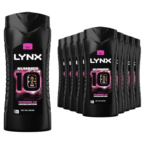 Image of Lynx FIFA No.10 Limited Edition 3 in 1 Shower Gel for Men 500ml Pack of 12 Hair Face & Body Wash Refreshing Fragrance Lynx Shower Gel for Men Multipack