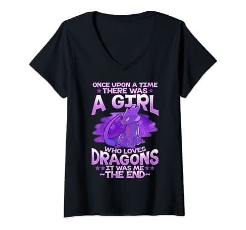 Image of Womens Once Upon a Time, There Was a Girl Who Loves Dragons V-Neck T-Shirt