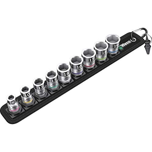Image of Wera 05003970001 Belt B 1 Zyklop In-Hex Holding Function Bit-Socket set, Black, 3/8-Inch