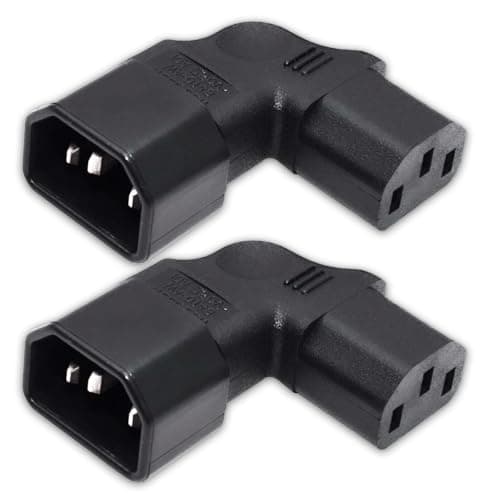 Image of 2 Pack IEC 320 C14 to C13 Socket Right Angle, 90 Degree Plug Adapter C14 Male to C13 Female Converter, 250V 10A Extension Connector for Monitor Computer PDU Chassis Printer, Black