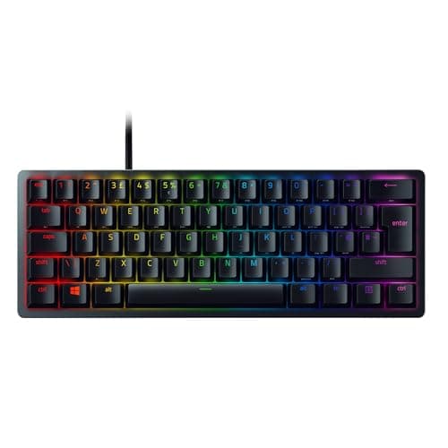 Image of Razer Huntsman Mini (Red Switch) - 60% Compact Gaming Keyboard (Linear Optical-Mechanical Switches, Doubleshot PBT Keycaps, Detachable USB-C Cable) UK Layout | Black