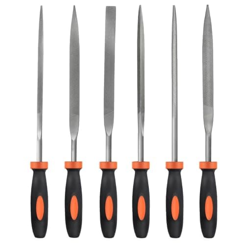Image of MORROWIND 6-Piece Needle File Set, Diameter 4 mm Length 160 mm Hardened Alloy Steel Mini File for Metal Wood Plastic, Includes Flat, Warding, Square, Triangular, Round, Half-Round, Orange