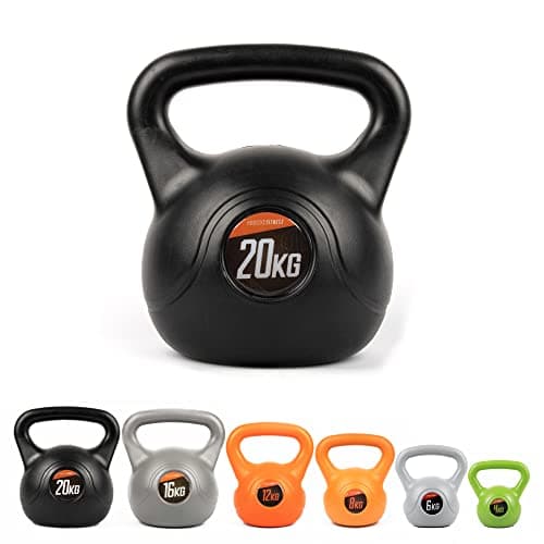 Image of Phoenix Fitness Vinyl Kettlebell - Heavy Weight Kettle Bell for Home Gym Workout Equipment Strength Fitness Pilates Weight Training - Black 20kg