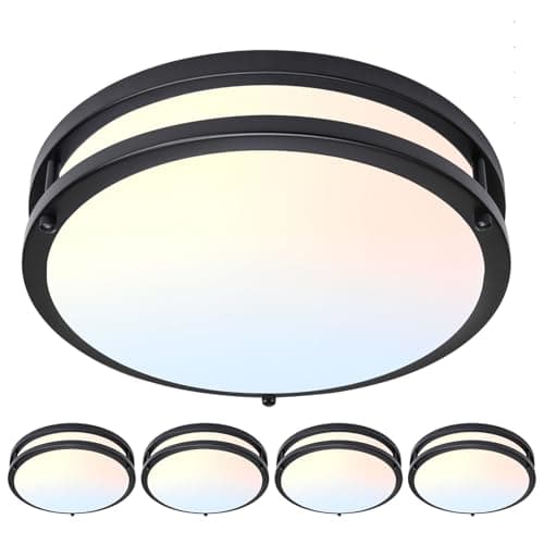Image of AKAARI Black Flush Mount Ceiling Light - 4 Pack 24W 3000K/3500K/4000K/5000K/6000K Dimmable 10 Inch Led Ceiling Light Fixture for Bedroom Bathroom Kitchen Hallway (4, Black, 10 Inch)