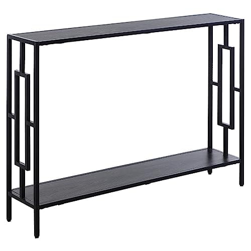 Image of HOMCOM Industrial Console Table with Storage Shelf, Narrow Hallway Dressing Desk with Metal Frame for Living Room, Bedroom, Grey and Black