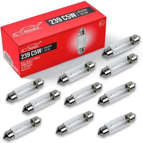 Image of Xtremeauto 239 C5W Bulb Festoon - Number Plate Bulb Interior Light Car Bulbs 12V 5W S8.5D 11X38MM Car Bulb Pack Of 10 12V 5W Number Plate Light Bulb