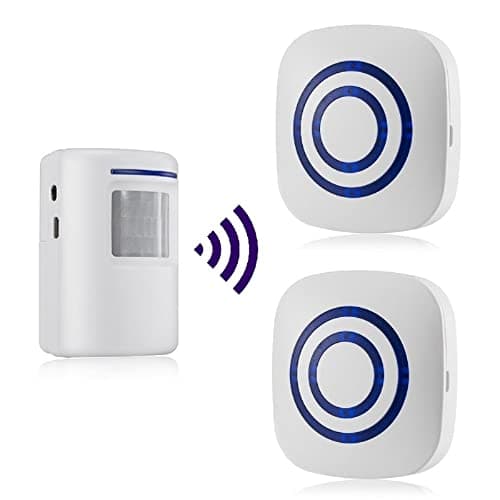 Image of HommyFine Motion Sensor Alarm Detector, Wireless Visitor Door Entry Chime Alart with PIR Motion Sensor Detector and Plug-in Receiver for Business Home Office or Shop