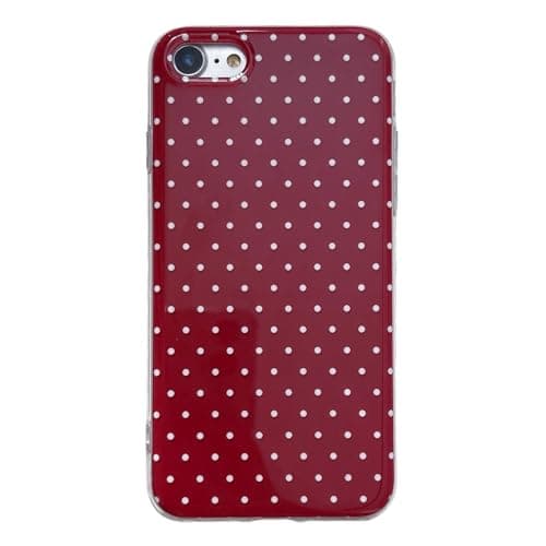 Image of QLTYPRI for iPhone SE/iPhone 8/iPhone 7 Case, Cute Polka Dot Pattern Aesthetic Phone Case, Raised Camera Protection Durable TPU Slim Shockproof Protective Phone Cover for Girls Women - Wine Red