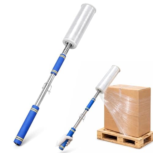 Image of Long Handle Pallet Stretch Wrap Dispenser, Stretch Wrap Dispenser for Film Width 12-20 inch, Rolls 1.5" to 3" Diamater, Stretch Wrap with Handles for Warehouse, Logistics, Factory Shipping & Packaging