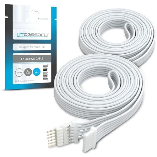 Image of Litcessory Extension Cable for Philips Hue Lightstrip Plus (1m, 2 Pack, White)