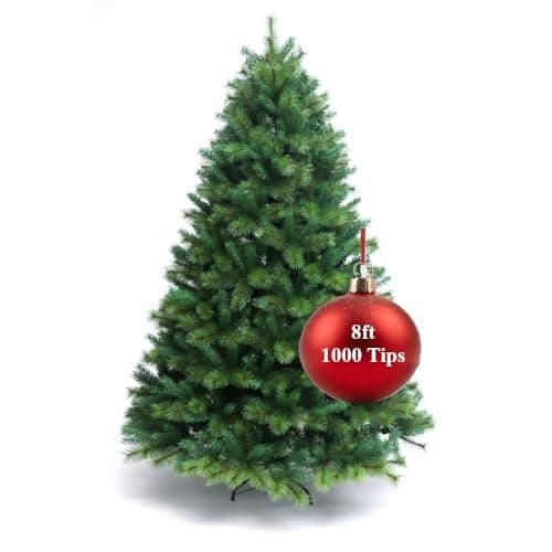 Image of 8FT/2.4M Classic Artificial Christmas Tree Xmas Realistic Natural Green Branches with Solid Metal Leg