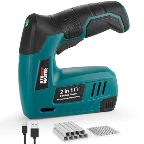 Image of NEU MASTER Cordless Staple Gun - Small 4V Power Upholstery Staplers, 2 in 1 Stapler & Nailer with Micro USB Cable,1000pcs Each Staples/Nails, Ideal for Light DIY Project of Crafts,Upholstery,Repair